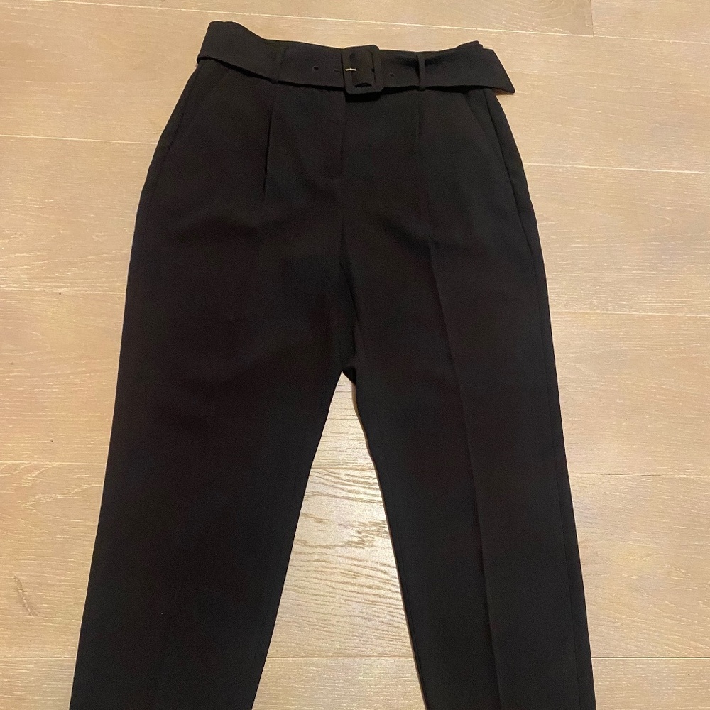 RW & CO black dress pants with self belt in size 4
